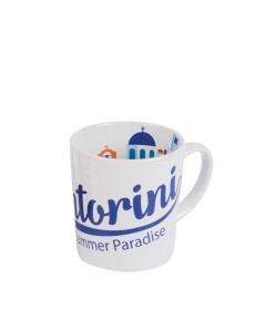 Santorini Summer Paradise Church Ceramic Mug – Available in Blue & White