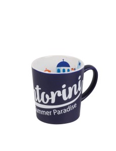 Santorini Summer Paradise Church Ceramic Mug – Available in Blue & White